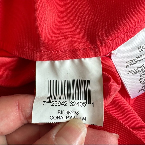 BCBGMAXAZRIA Silk Racerback CORAL PASSION BEADED TIERED DRESS BID6K238 - Picture 5 of 11